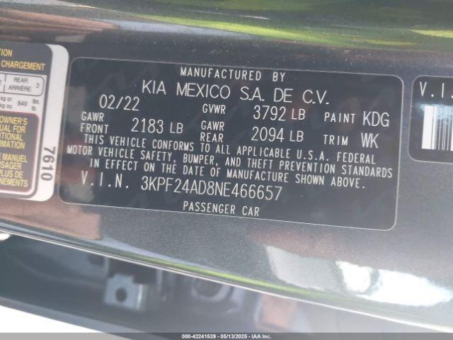 2022 KIA FORTE 3KPF24AD8NE466657 Photo 8