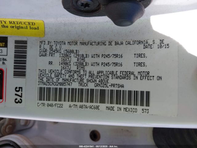 3TMAZ5CN3GM005747 Toyota Tacoma Sr5 V6