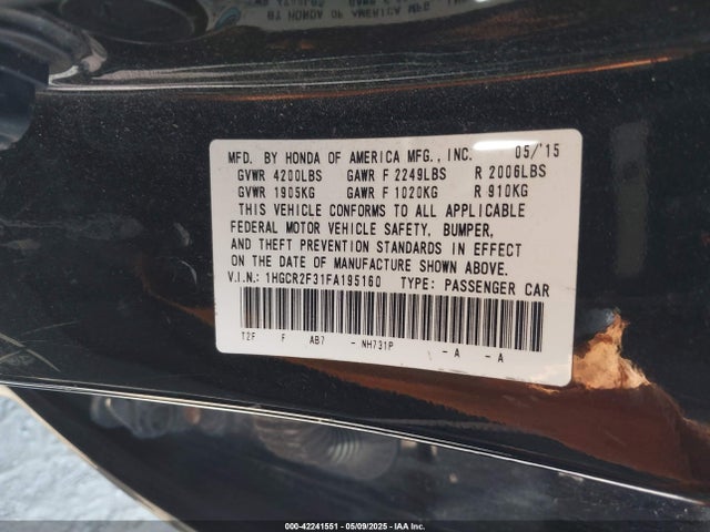 1HGCR2F31FA195160 Honda ACCORD LX