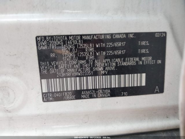 2T3H1RFV9RW323351 Toyota RAV4 LE