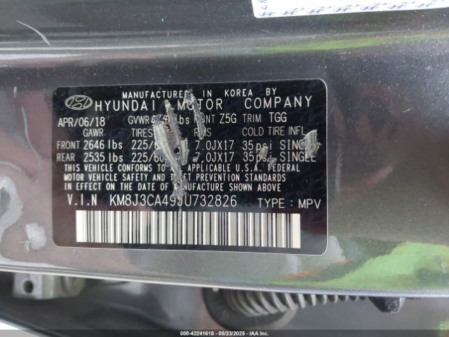 KM8J3CA49JU732826 Hyundai TUCSON SEL