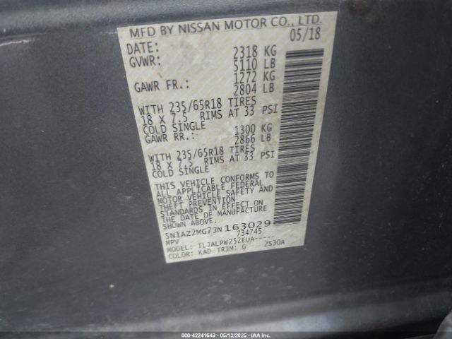 5N1AZ2MG7JN163029 Nissan MURANO S