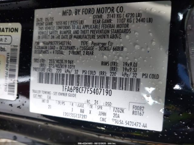 2015 FORD MUSTANG 1FA6P8CF7F5407190 Photo 8