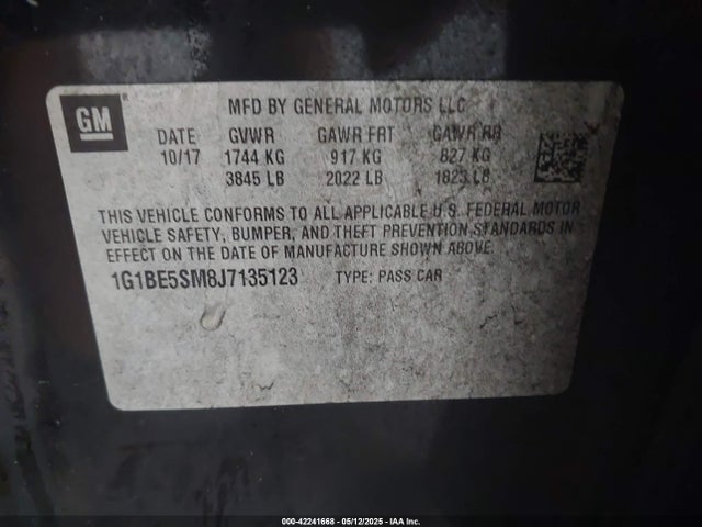 1G1BE5SM8J7135123 Chevrolet Cruze Lt Auto