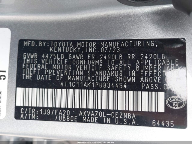 4T1C11AK1PU834454 Toyota CAMRY LE