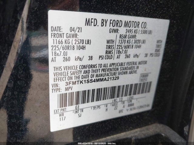 3FMTK1SS4MMA21329 Ford 2021