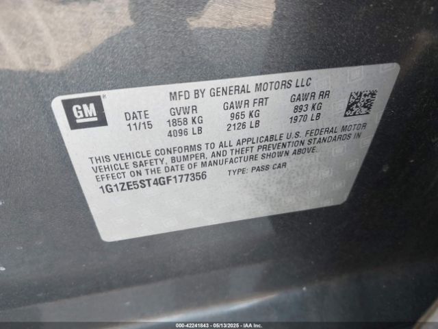 1G1ZE5ST4GF177356 Chevrolet MALIBU 1LT