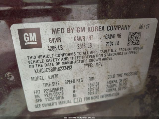 KL4CJCSB0HB233493 Buick Encore Essence