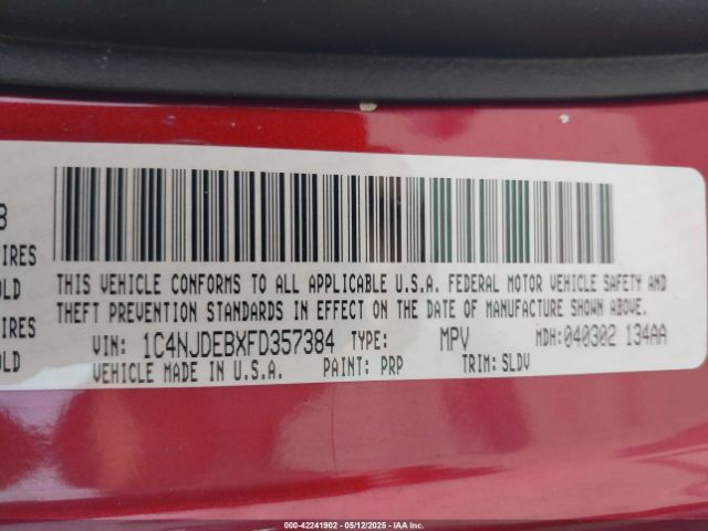 1C4NJDEBXFD357384 Jeep Compass High Altitude Edition