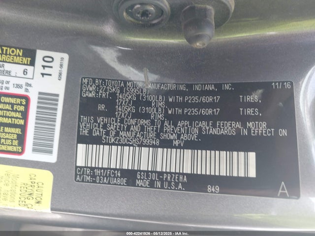 5TDKZ3DC5HS799948 Toyota 2gr-fks