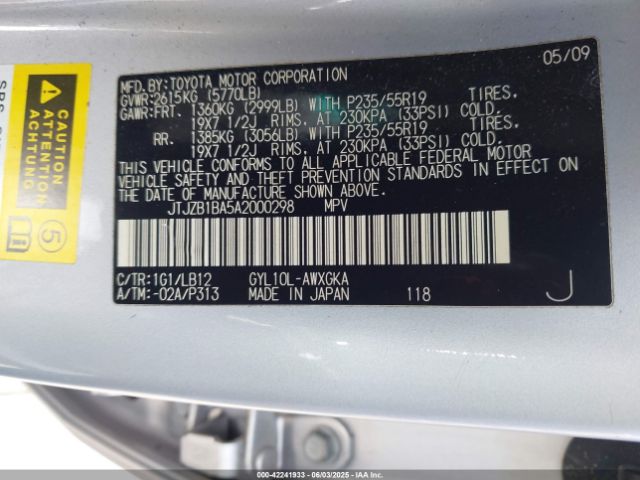 2010 LEXUS RX 450H JTJZB1BA5A2000298 Photo 8