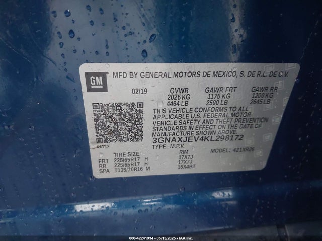 Chevrolet EQUINOX LT 2019 3GNAXJEV4KL298172 Image 9