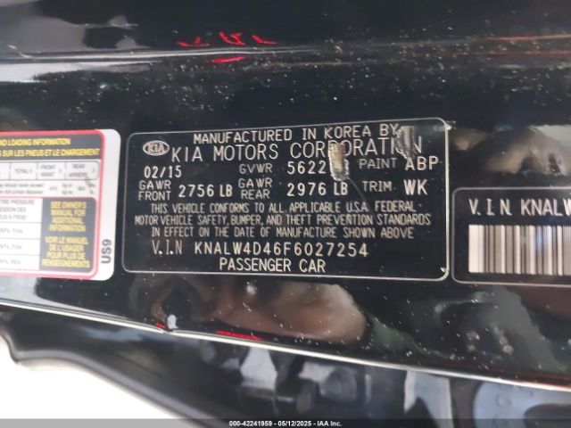 KNALW4D46F6027254 KIA K900 Luxury