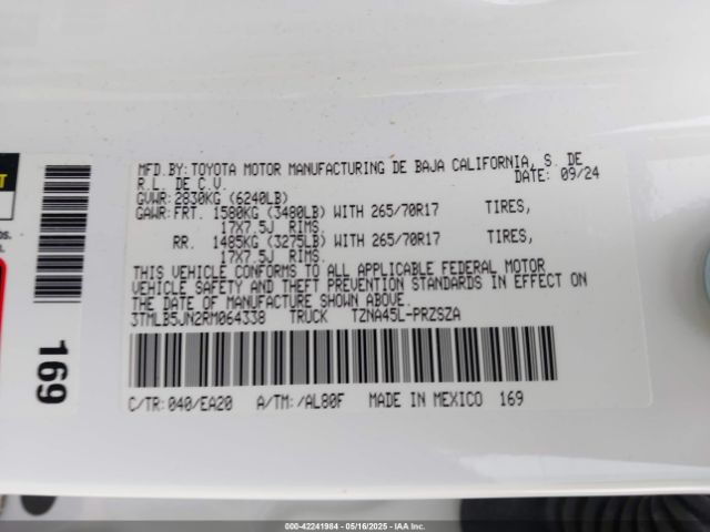 3TMLB5JN2RM064338 Toyota Tacoma Trd Off Road 4wd