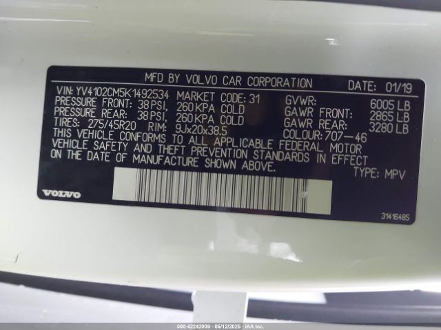 2019 VOLVO XC90 YV4102CM5K1492534 Photo 8