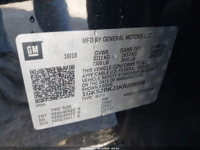 2019 GMC YUKON 1GKS2BKJ1KR208508 Photo 8