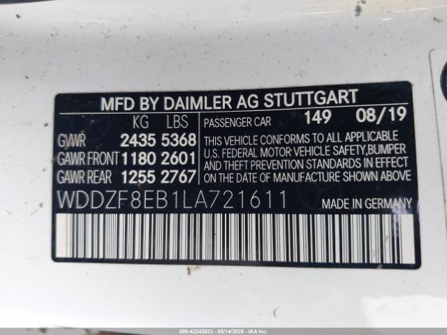 2020 MERCEDES-BENZ E 350 WDDZF8EB1LA721611 Photo 8