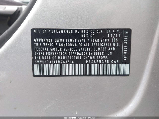 3VWD17AJ4FM268616 Volkswagen Jetta 1.8t Se