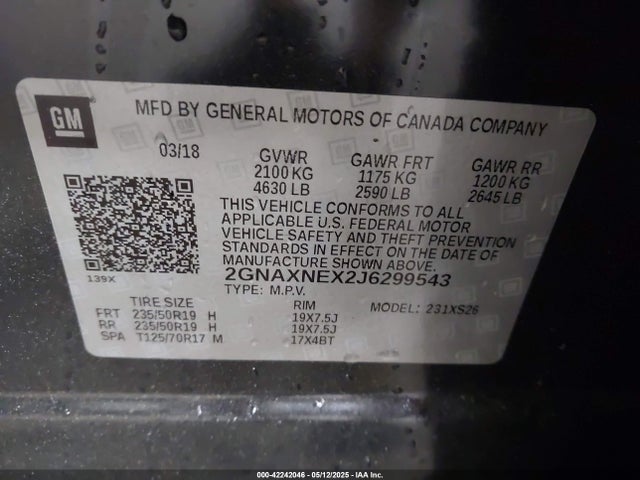 Chevrolet Equinox Premier 2018 2GNAXNEX2J6299543 Image 9
