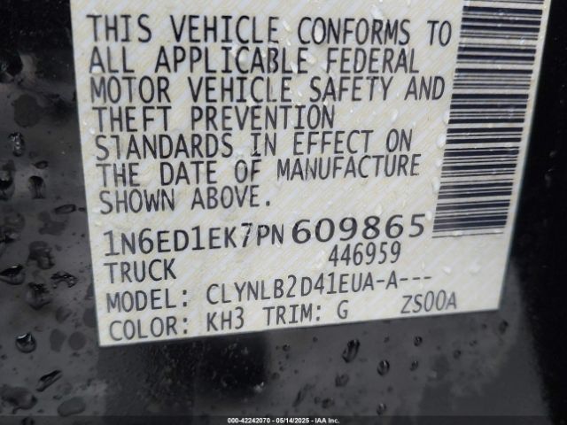 1N6ED1EK7PN609865 Nissan Frontier Sv 4x4