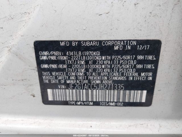 JF2GTACC5JH271335 Subaru Crosstrek 2.0i Premium