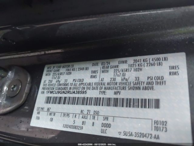 2024 FORD ESCAPE 1FMCU9GN2RUA38595 Photo 8