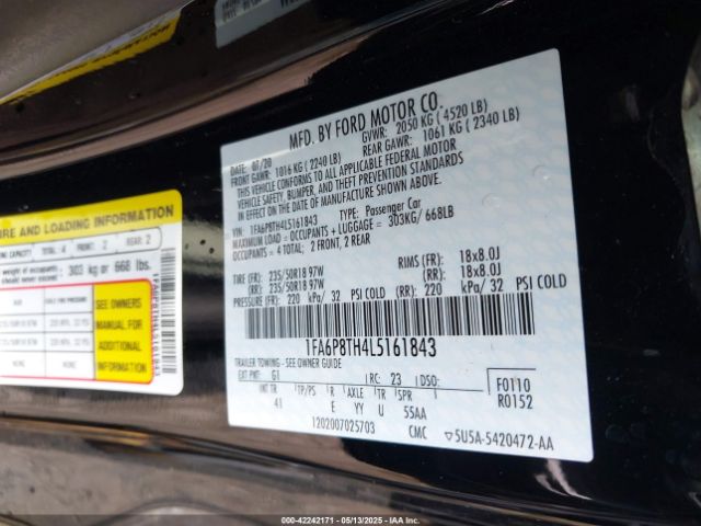2020 FORD MUSTANG 1FA6P8TH4L5161843 Photo 8