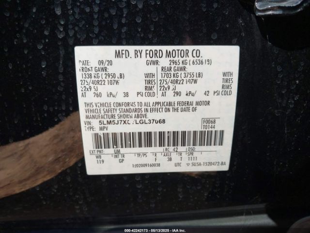 2020 LINCOLN AVIATOR 5LM5J7XC7LGL37068 Photo 8