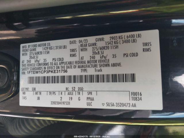 1FTEW1CP3PKE31756 Ford F-150 Xl
