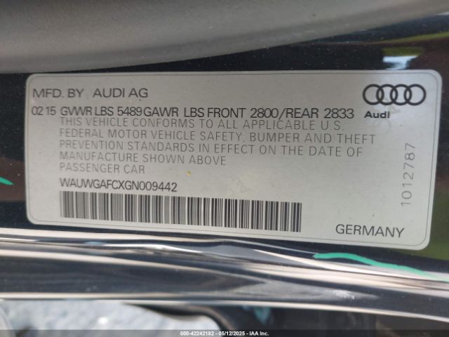 WAUWGAFCXGN009442 Audi A7 3.0t Premium Plus