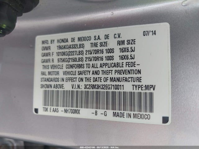 3CZRM3H32EG710011 Honda CR-V LX