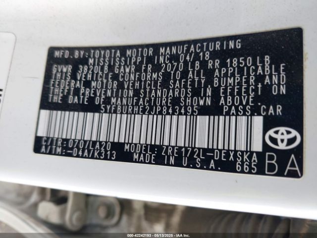 5YFBURHE2JP843495 Toyota Corolla Xse
