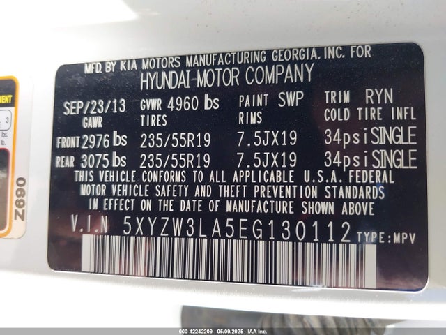 5XYZW3LA5EG130112 Hyundai Santa Fe Sport 2.0l Turbo