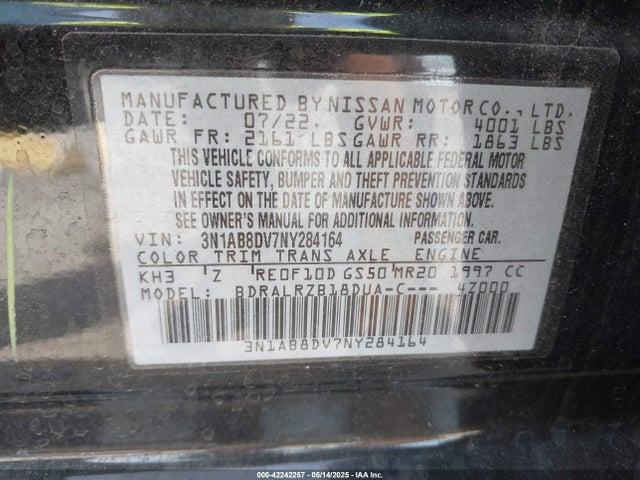 Nissan Sentra Sr Xtronic Cvt 2022 3N1AB8DV7NY284164 Image 9