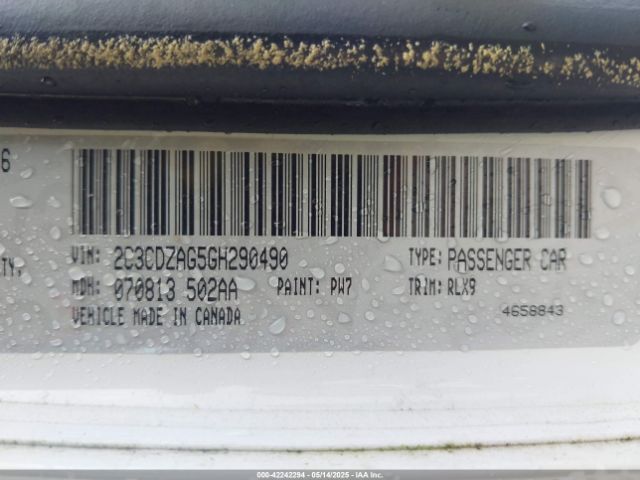 2C3CDZAG5GH290490 Dodge Challenger Sxt Plus