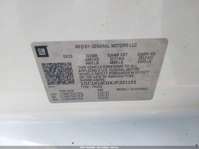 1GC1KUEGXJF221101 Chevrolet l96 - e85 max, iron