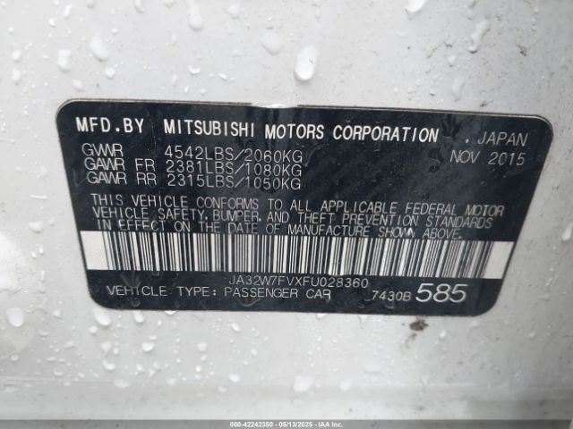 2015 MITSUBISHI LANCER EVOLUTION JA32W7FVXFU028360 Photo 8