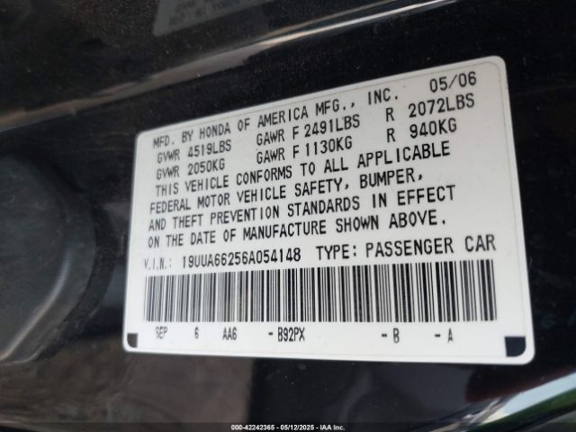 2006 ACURA TL 19UUA66256A054148 Photo 8