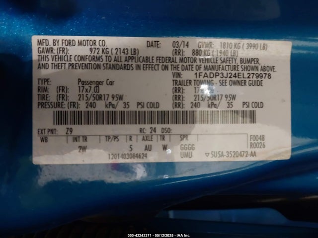 1FADP3J24EL279978 Ford 2014