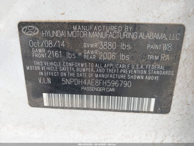 5NPDH4AE8FH596790 Hyundai ELANTRA SE