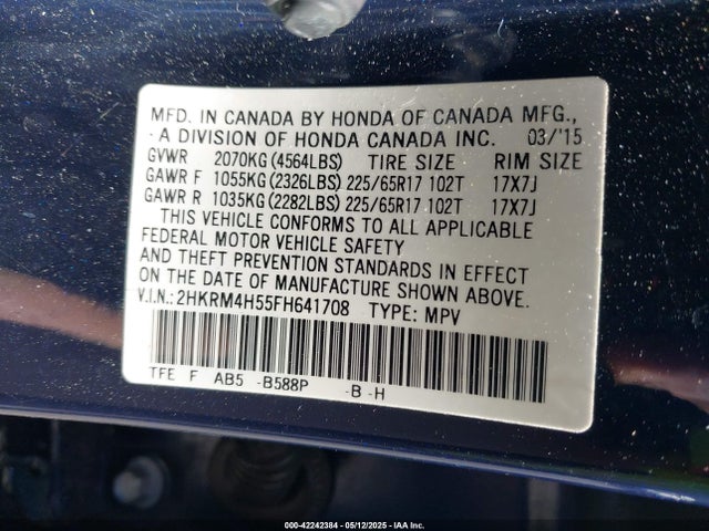 2HKRM4H55FH641708 Honda k24w9