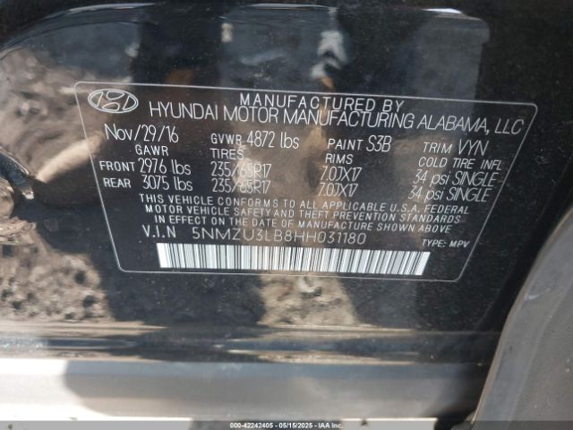 5NMZU3LB8HH031180 Hyundai Santa Fe Sport 2.4l