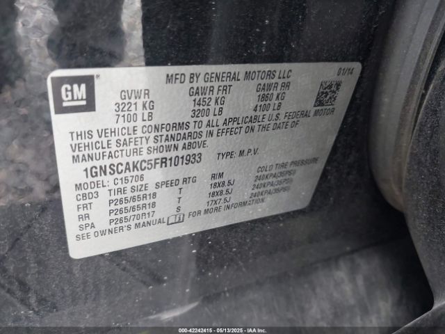 1GNSCAKC5FR101933 Chevrolet Tahoe Ls