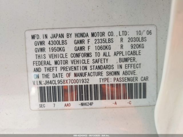 2007 ACURA TSX JH4CL958X7C001932 Photo 8