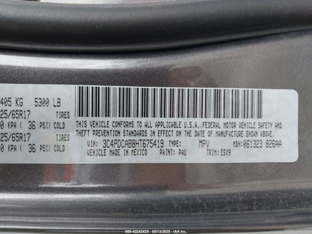 2017 DODGE JOURNEY 3C4PDCAB8HT675419 Photo 8