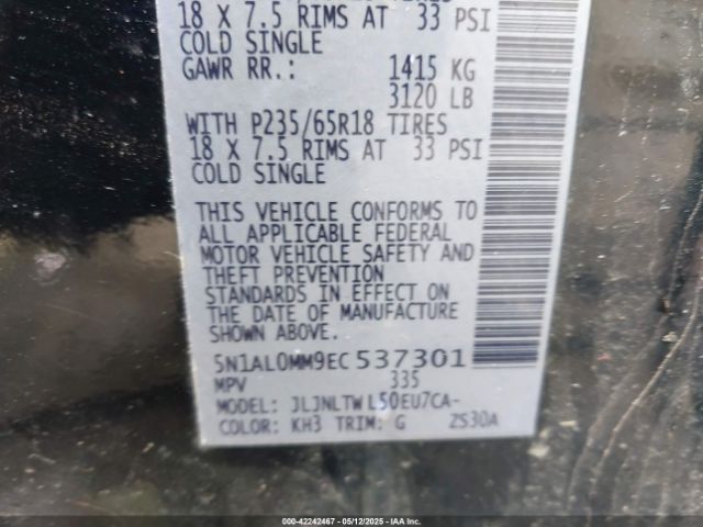 5N1AL0MM9EC537301 Infiniti QX60