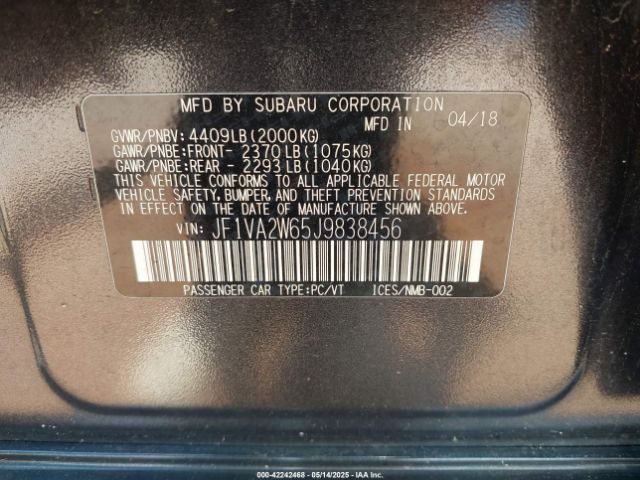 2018 SUBARU WRX STI JF1VA2W65J9838456 Photo 8