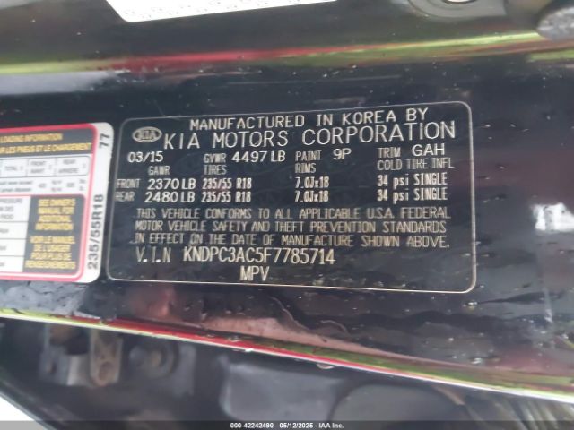 KNDPC3AC5F7785714 KIA Sportage Ex