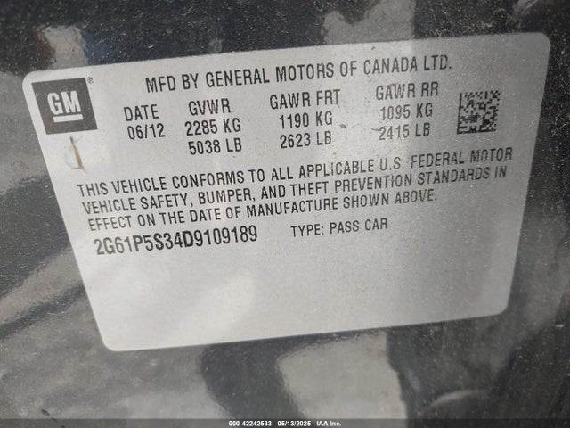 2013 CADILLAC XTS 2G61P5S34D9109189 Photo 8