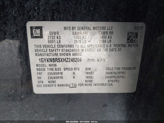 2017 CADILLAC XT5 1GYKNBRSXHZ248204 Photo 8